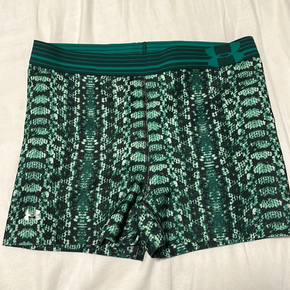 Green Snake Skin Compression Shorts